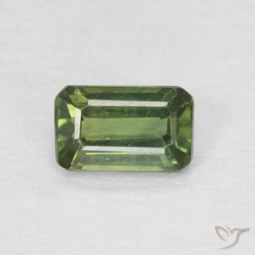 0.46ct Натуральный Светлый лесной зеленый Сапфир, Изумрудная огранка, Чистота VS