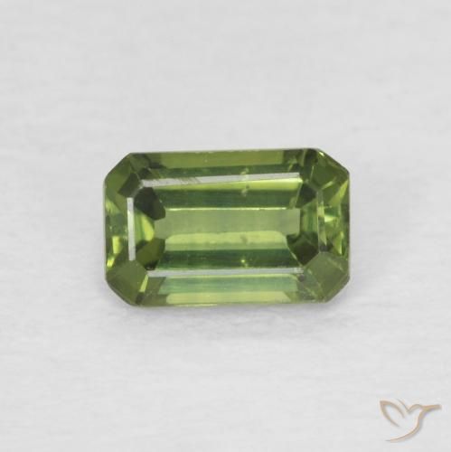 0.45ct Натуральный Землисто-зеленый Сапфир, Изумрудная огранка, Чистота VS