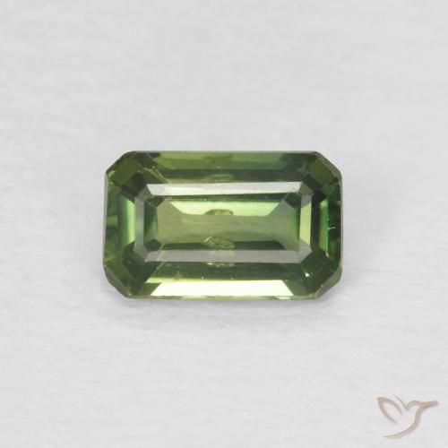 0.40ct Натуральный Темно-зеленый Сапфир, Изумрудная огранка, Чистота VS