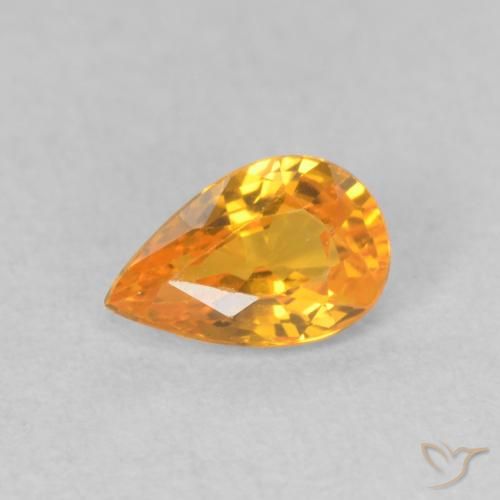 0.51ct Натуральный Глубокий оранжево-золотой Сапфир, Форма груши, VVS-VS
