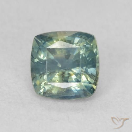 0.74ct Натуральный Зеленовато-синий Сапфир, Подушка, VS-SI