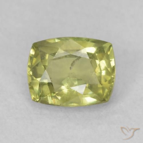 0.70ct Натуральный Желтовато-зеленый Сапфир, Подушка, VS-SI