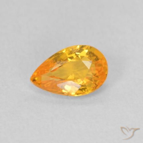 0.47ct Натуральный Ярко-оранжевый Сапфир, Форма груши, Чистота VS
