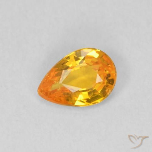 0.39ct Натуральный Ярко-оранжевый Сапфир, Форма груши, Чистота VS
