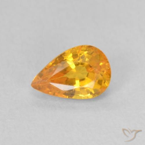 0.60ct Натуральный Ярко-оранжевый Сапфир, Форма груши, Чистота VS