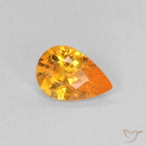 0.44ct Натуральный Ярко-оранжевый Сапфир, Форма груши, Чистота VS