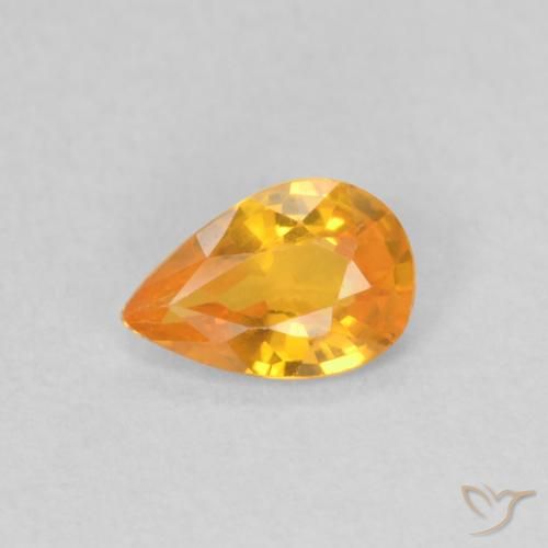 0.40ct Натуральный Абрикос Апельсин Сапфир, Форма груши, Чистота VS