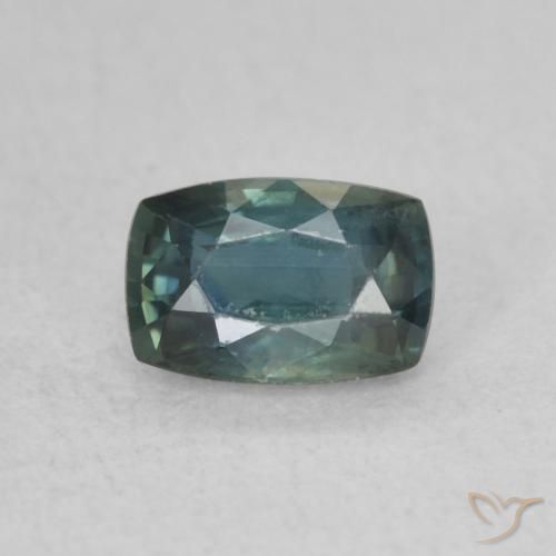 0.78ct Натуральный Темно-сине-зеленый Сапфир, Подушка, Чистота VS