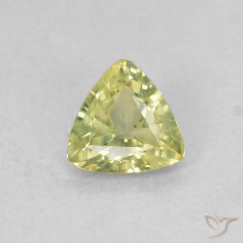 0.49ct Натуральный Желтовато-зеленый Сапфир, Триллион, Чистота VS