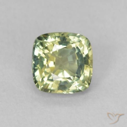 0.65ct Натуральный Желтовато-зеленый Сапфир, Подушка, VVS-VS