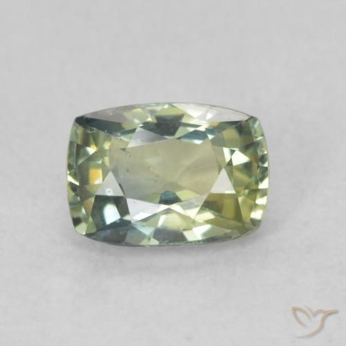 0.75ct Натуральный Желтовато-зеленый Сапфир, Подушка, Чистота VS