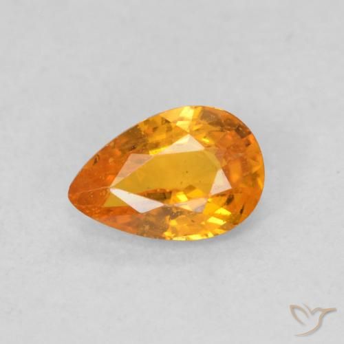 0.48ct Натуральный Ярко-оранжевый Сапфир, Форма груши, Чистота VS