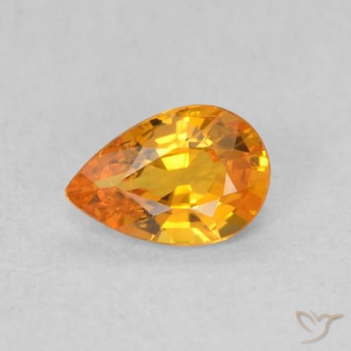 0.52ct Натуральный Ярко-оранжевый Сапфир, Форма груши, Чистота VS