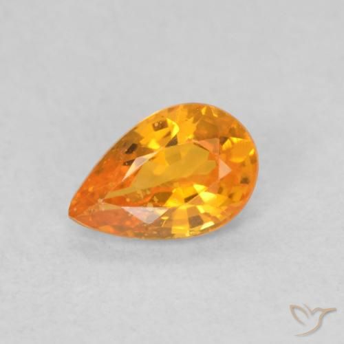 0.50ct Натуральный Ярко-оранжевый Сапфир, Форма груши, Чистота VS