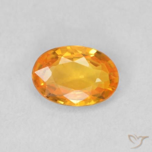 0.53ct Натуральный Ярко-оранжевый Сапфир, Овал, Чистота VS