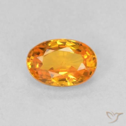 0.61ct Натуральный Ярко-оранжевый Сапфир, Овал, Чистота VS