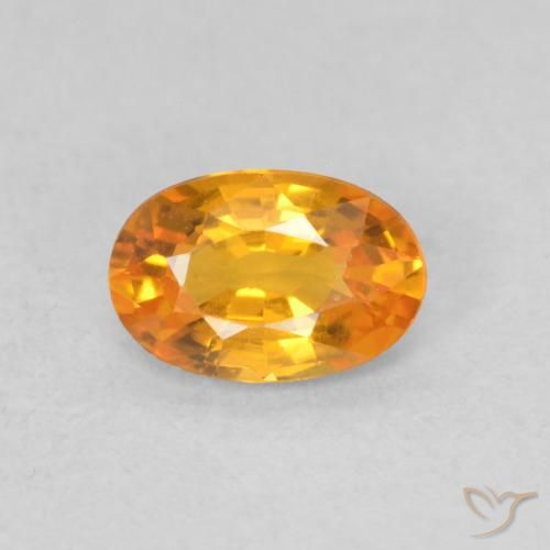0.55ct Натуральный Ярко-оранжевый Сапфир, Овал, Чистота VS