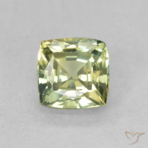 0.71ct Натуральный Оливковый Зеленый Сапфир, Подушка, VVS-VS
