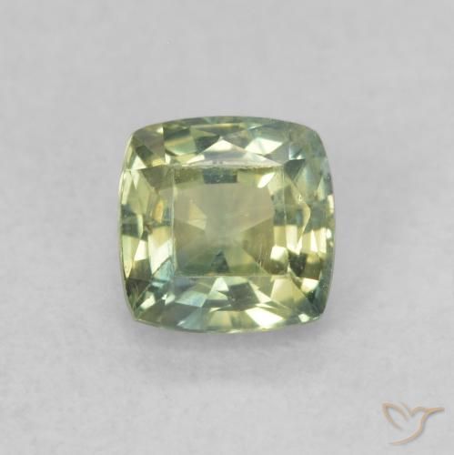 0.62ct Натуральный Желтовато-зеленый Сапфир, Подушка, Чистота VS