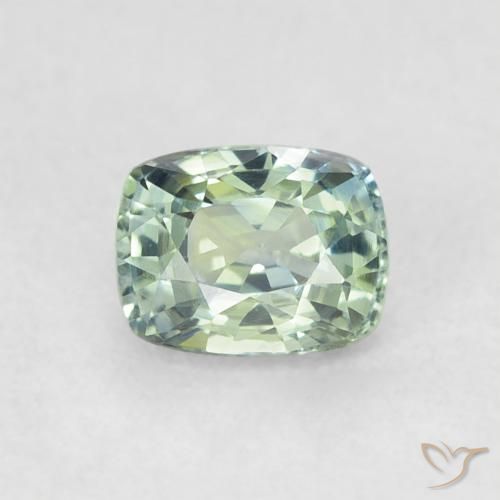 0.61ct Натуральный Бледно-зеленый Сапфир, Подушка, Чистота VS