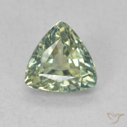 0.76ct Натуральный Светло-зеленый шалфей Сапфир, Триллион, Чистота VVS