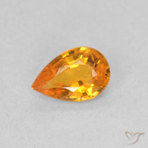 0.48ct Натуральный Ярко-оранжевый Сапфир, Форма груши, VVS-VS