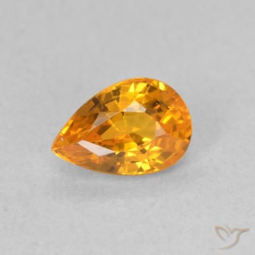 0.62ct Натуральный Абрикос Апельсин Сапфир, Форма груши, VVS-VS