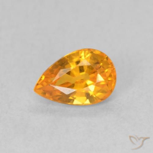 0.59ct Натуральный Ярко-оранжевый Сапфир, Форма груши, VVS-VS