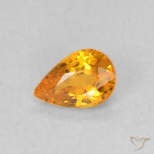 0.59ct Натуральный Ярко-оранжевый Сапфир, Форма груши, VVS-VS