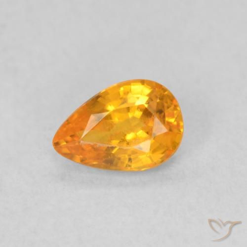 0.49ct Натуральный Ярко-оранжевый Сапфир, Форма груши, VVS-VS