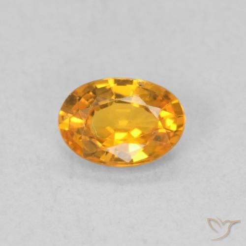 0.52ct Натуральный Абрикос Апельсин Сапфир, Овал, Чистота VS
