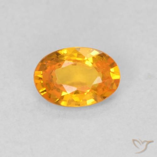 0.61ct Натуральный Ярко-оранжевый Сапфир, Овал, VVS-VS