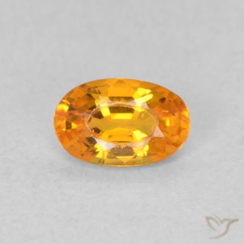 0.59ct Натуральный Ярко-оранжевый Сапфир, Овал, VVS-VS