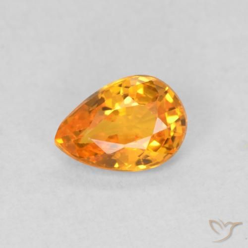 0.54ct Натуральный Ярко-оранжевый Сапфир, Форма груши, VVS-VS