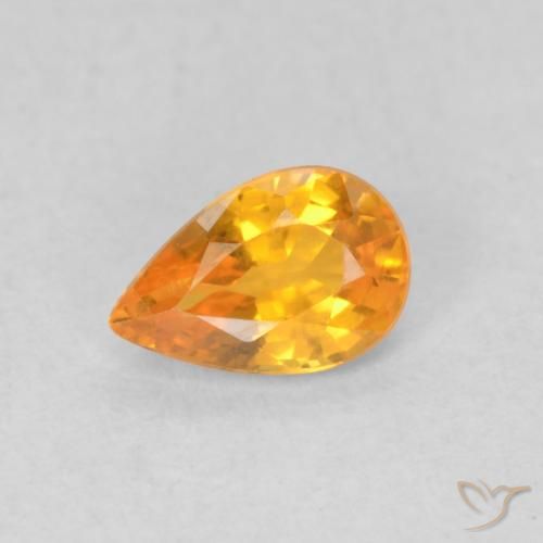 0.56ct Натуральный Ярко-оранжевый Сапфир, Форма груши, VVS-VS