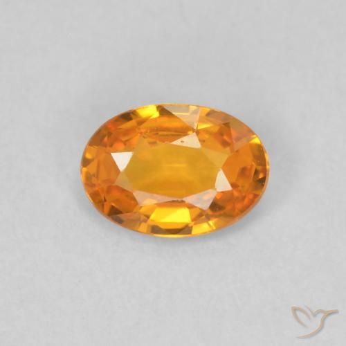 0.49ct Натуральный Ярко-оранжевый Сапфир, Овал, VVS-VS