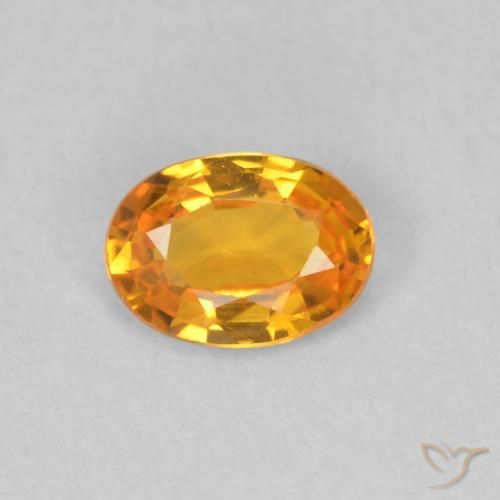 0.54ct Натуральный Ярко-оранжевый Сапфир, Овал, VVS-VS