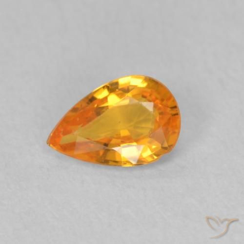 0.43ct Натуральный Ярко-оранжевый Сапфир, Форма груши, VVS-VS