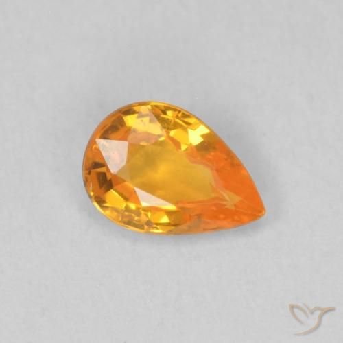 0.48ct Натуральный Ярко-оранжевый Сапфир, Форма груши, VVS-VS
