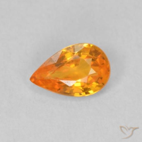 0.49ct Натуральный Ярко-оранжевый Сапфир, Форма груши, VVS-VS