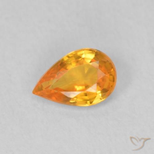 0.47ct Натуральный Ярко-оранжевый Сапфир, Форма груши, VVS-VS