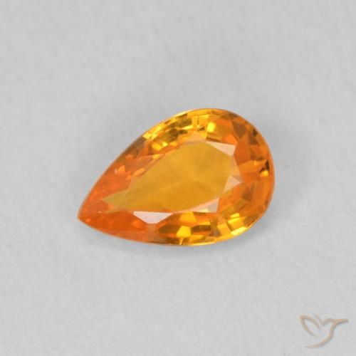 0.47ct Натуральный Ярко-оранжевый Сапфир, Форма груши, VVS-VS