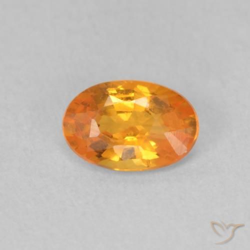 0.55ct Натуральный Ярко-оранжевый Сапфир, Овал, VVS-VS