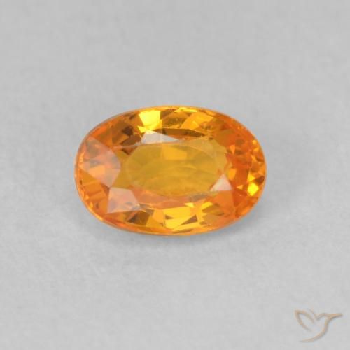 0.70ct Натуральный Ярко-оранжевый Сапфир, Овал, VVS-VS