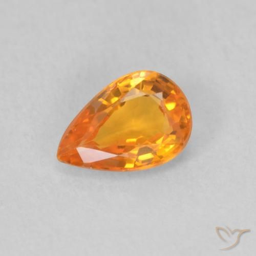 0.50ct Натуральный Ярко-оранжевый Сапфир, Форма груши, Чистота VVS
