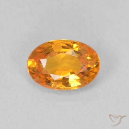 0.66ct Натуральный Ярко-оранжевый Сапфир, Овал, Чистота VVS