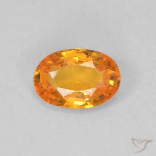 0.53ct Натуральный Ярко-оранжевый Сапфир, Овал, Чистота VVS