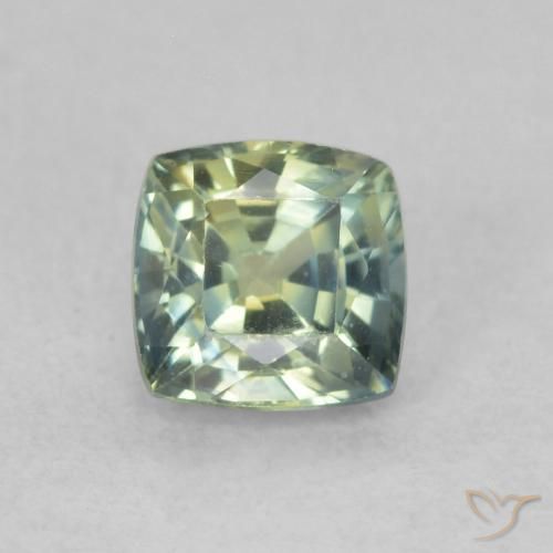 0.75ct Натуральный Желтовато-зеленый Сапфир, Подушка, VVS-VS