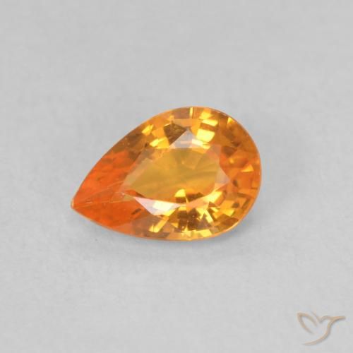0.52ct Натуральный Ярко-оранжевый Сапфир, Форма груши, Чистота VVS