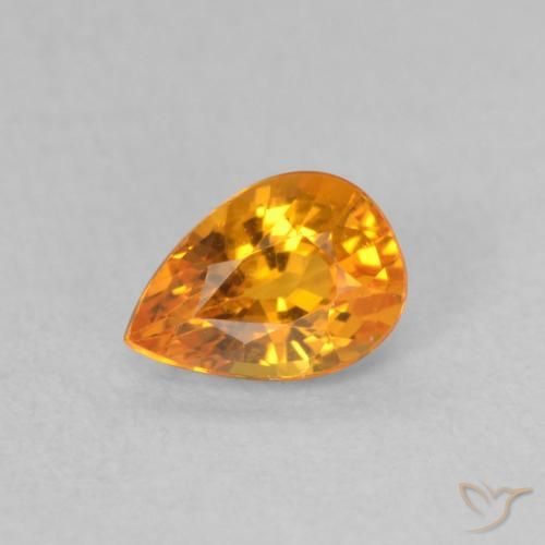 0.58ct Натуральный Ярко-оранжевый Сапфир, Форма груши, Чистота VVS